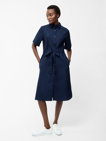 Poplin Tie Waist Shirt Dress