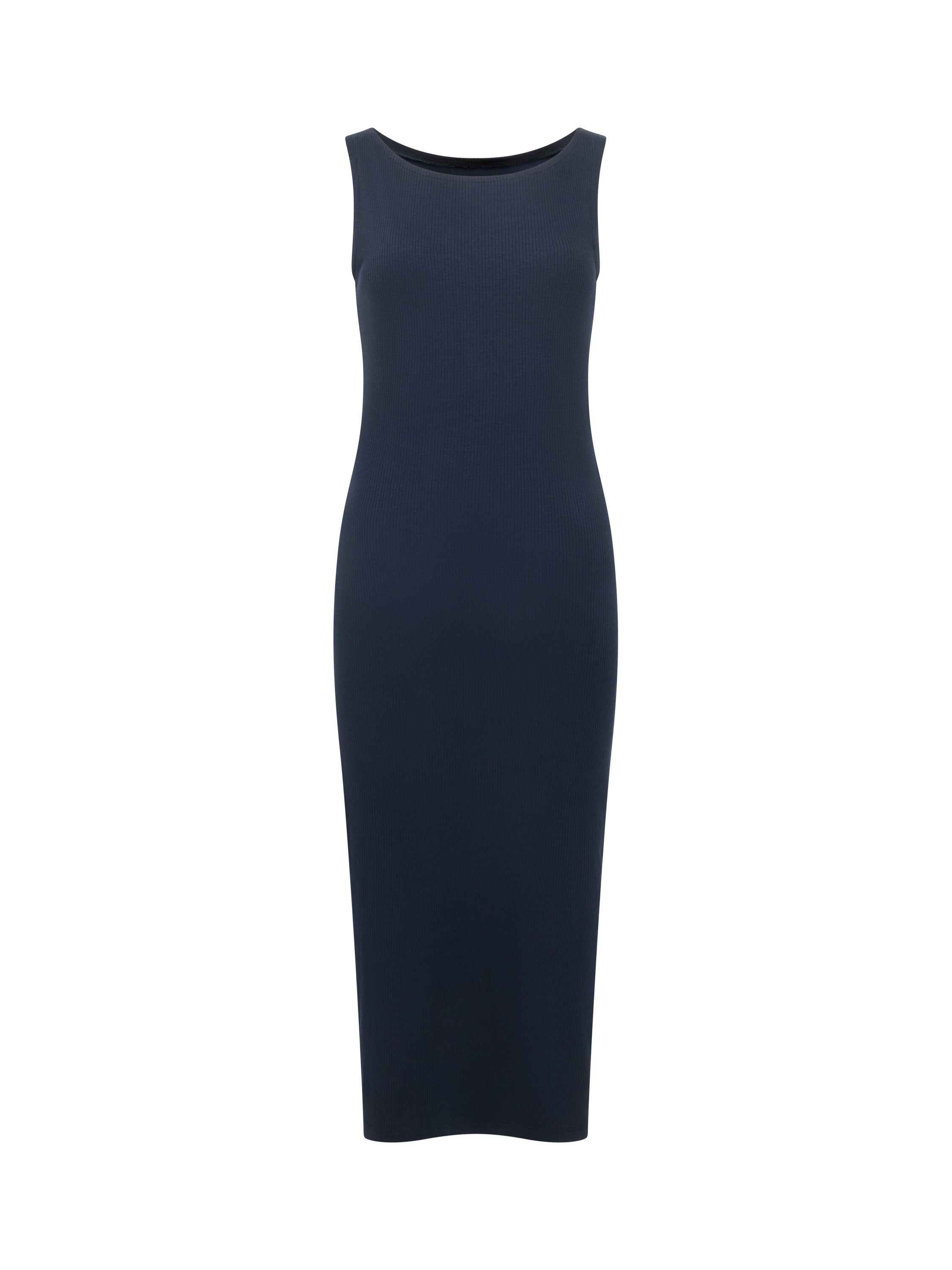Ribbed Slash Neck Midi Dress