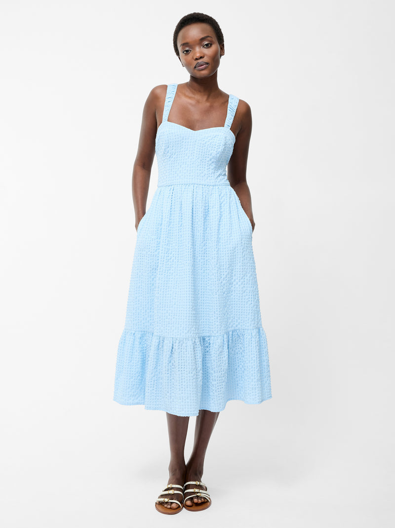 Sweetheart Textured Strap Midi Dress
