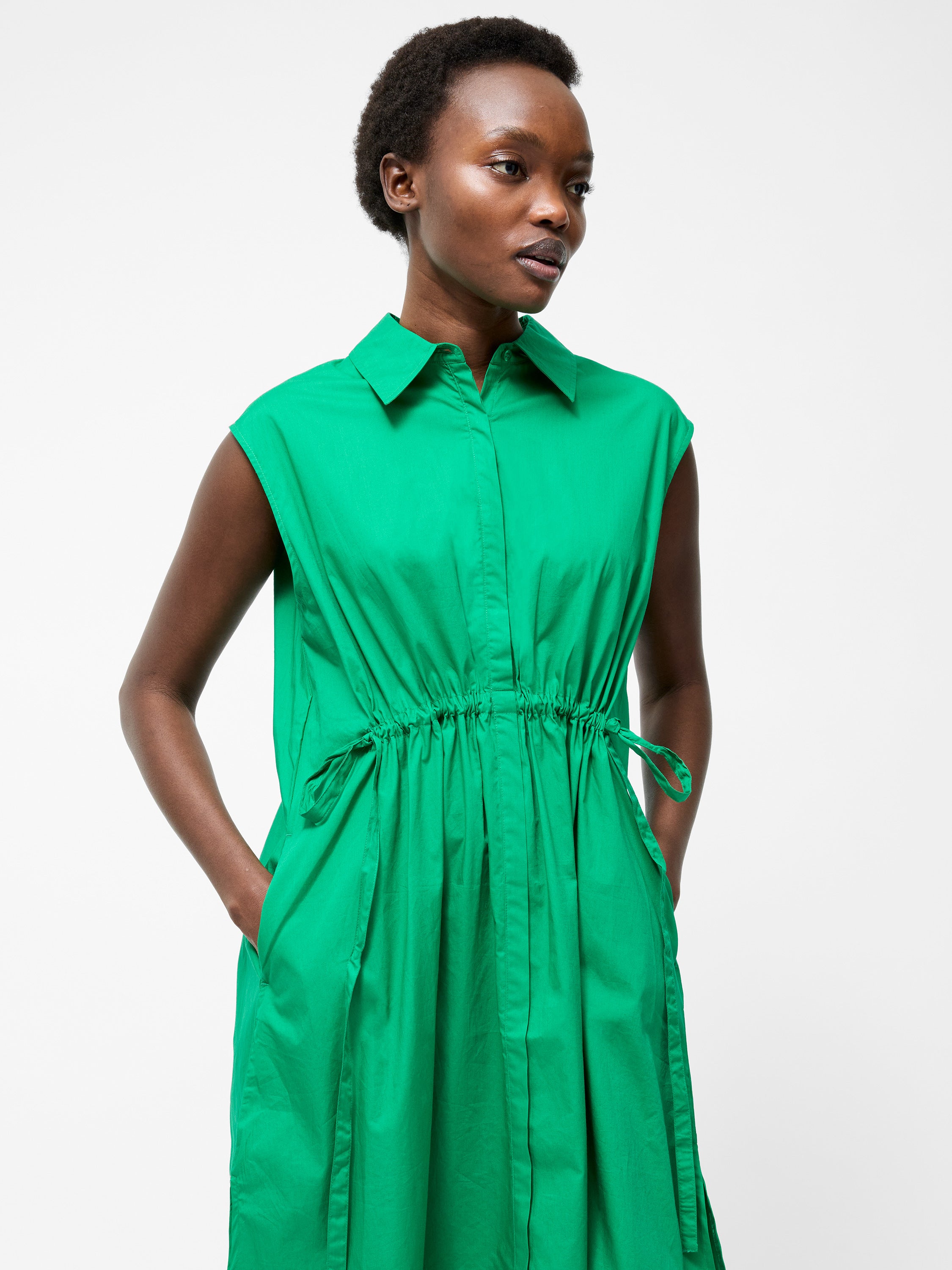 Poplin Tie Sleeveless Dress