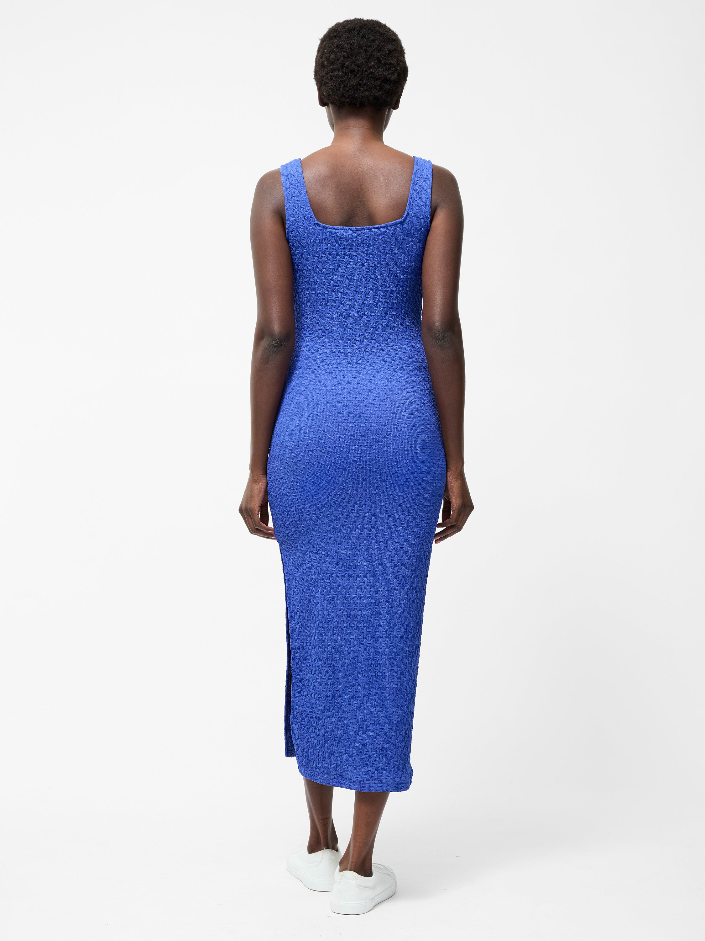 Textured Square Neck Midi Dress