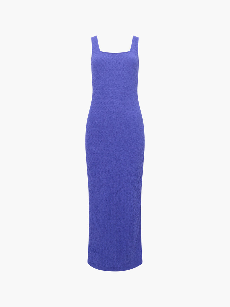 Textured Square Neck Midi Dress