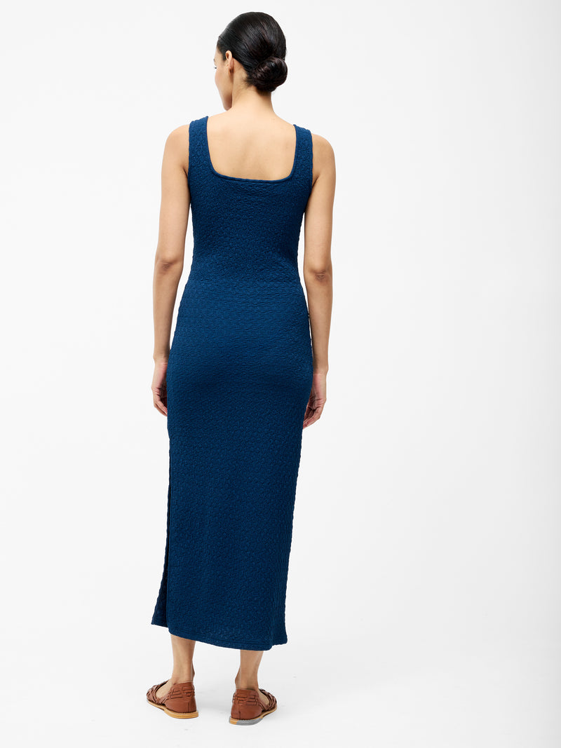Textured Square Neck Midi Dress