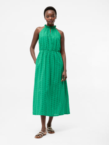 Broderie Halterneck Midi Dress
