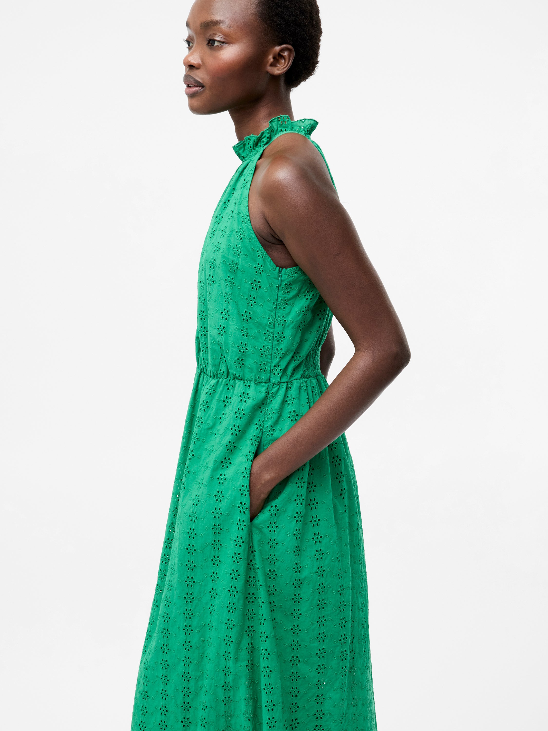 Broderie Halterneck Midi Dress