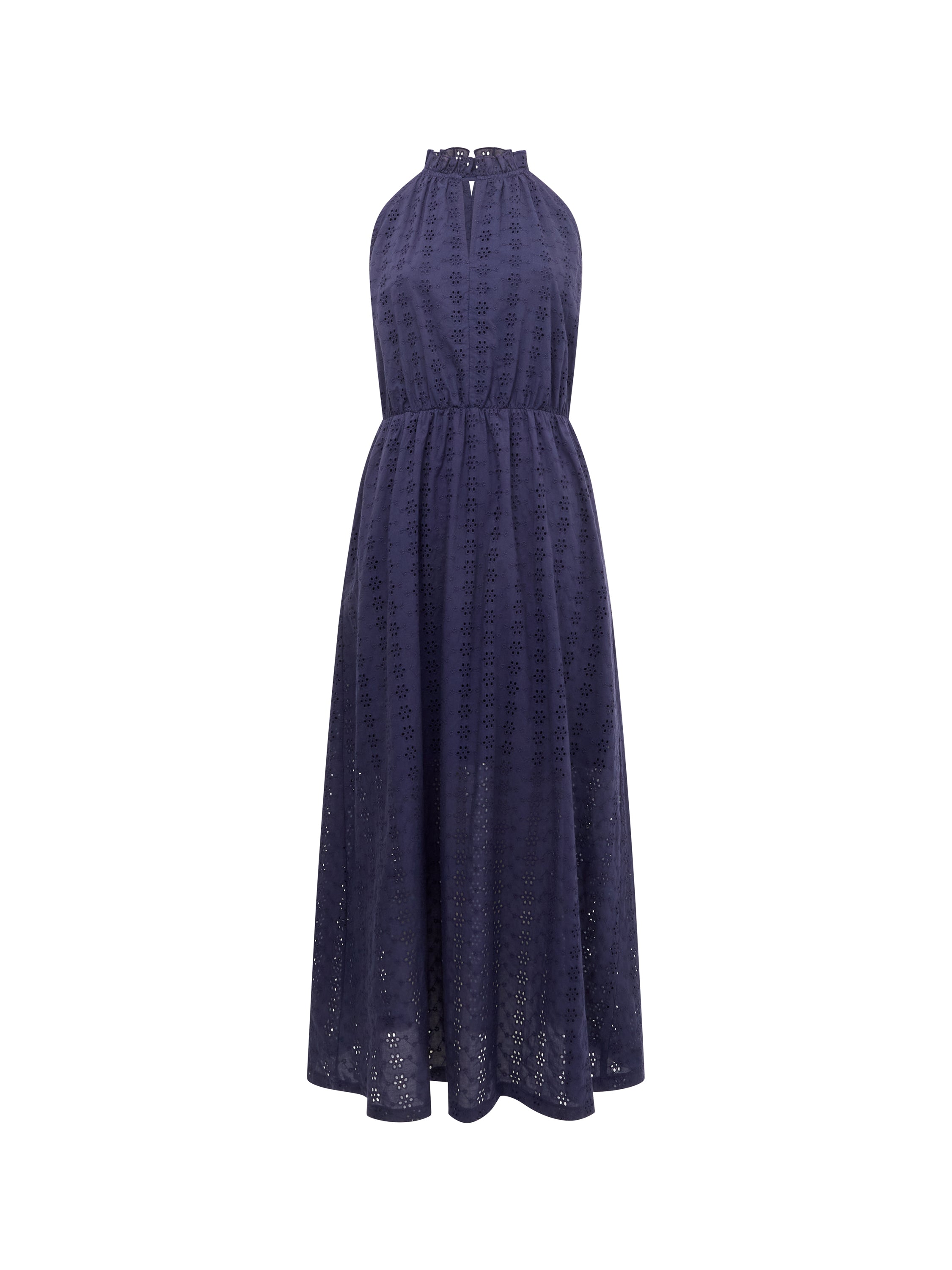 Broderie Halterneck Midi Dress