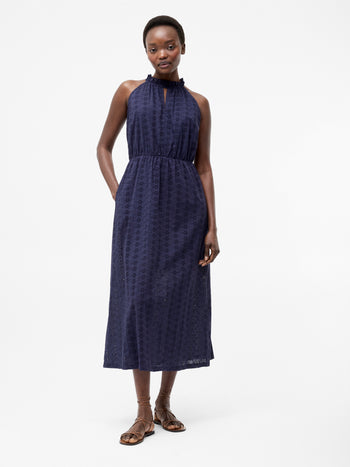 Broderie Halterneck Midi Dress