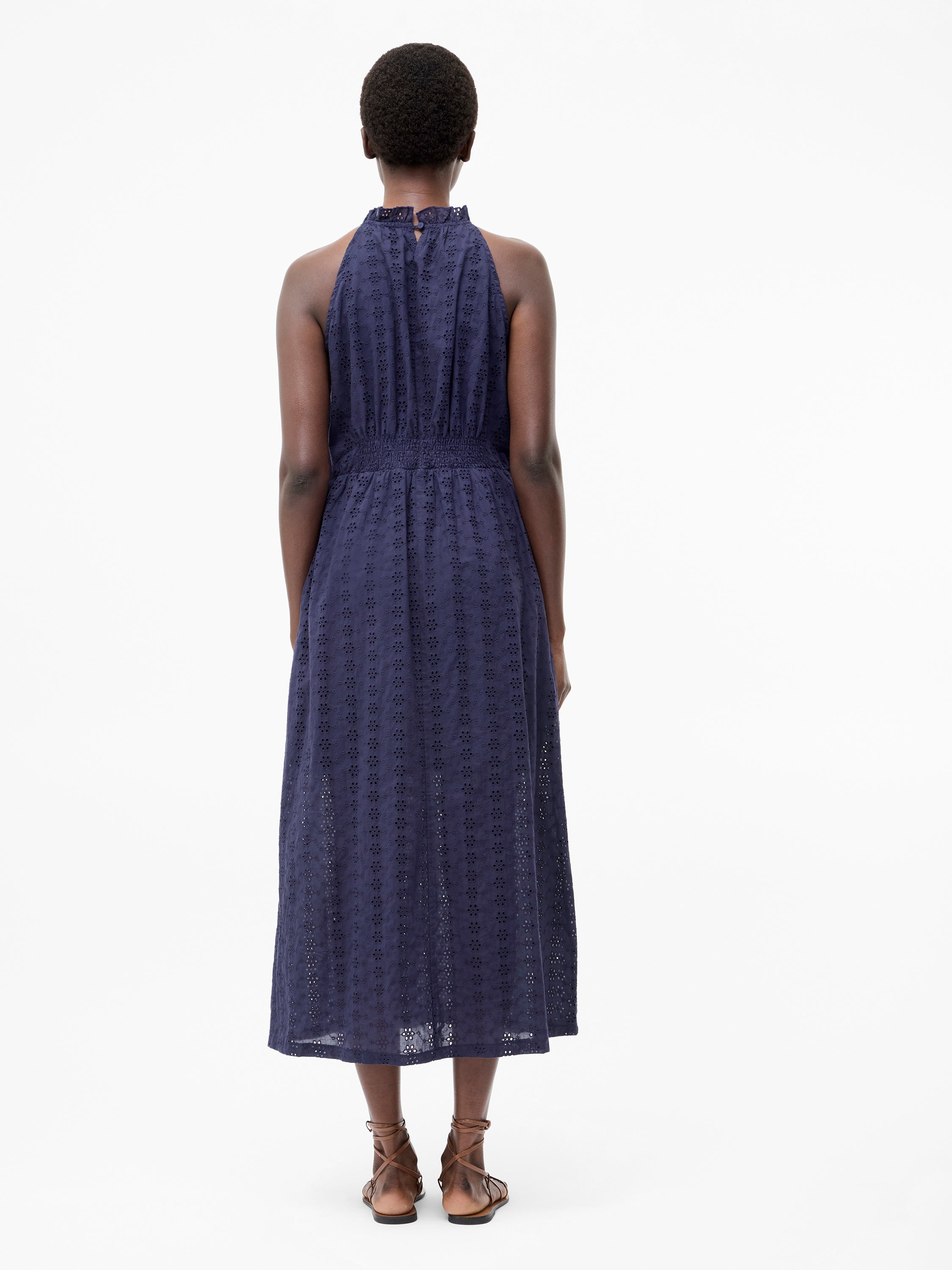 Broderie Halterneck Midi Dress