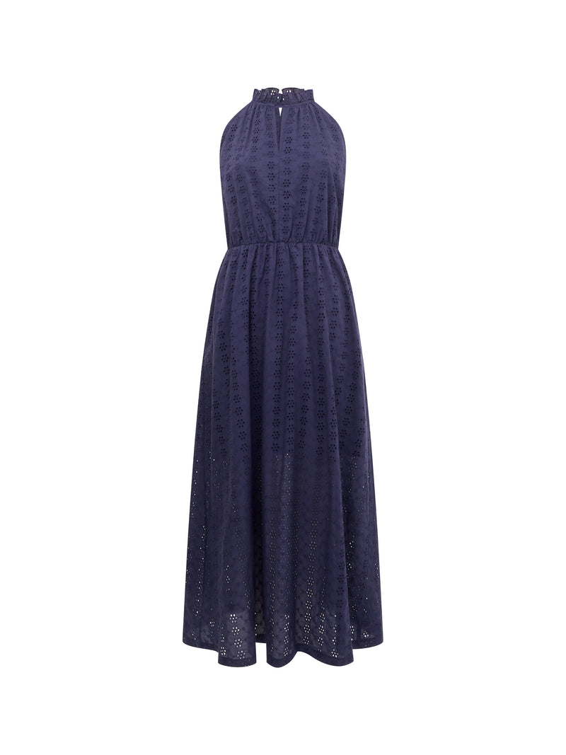 Broderie Halterneck Midi Dress