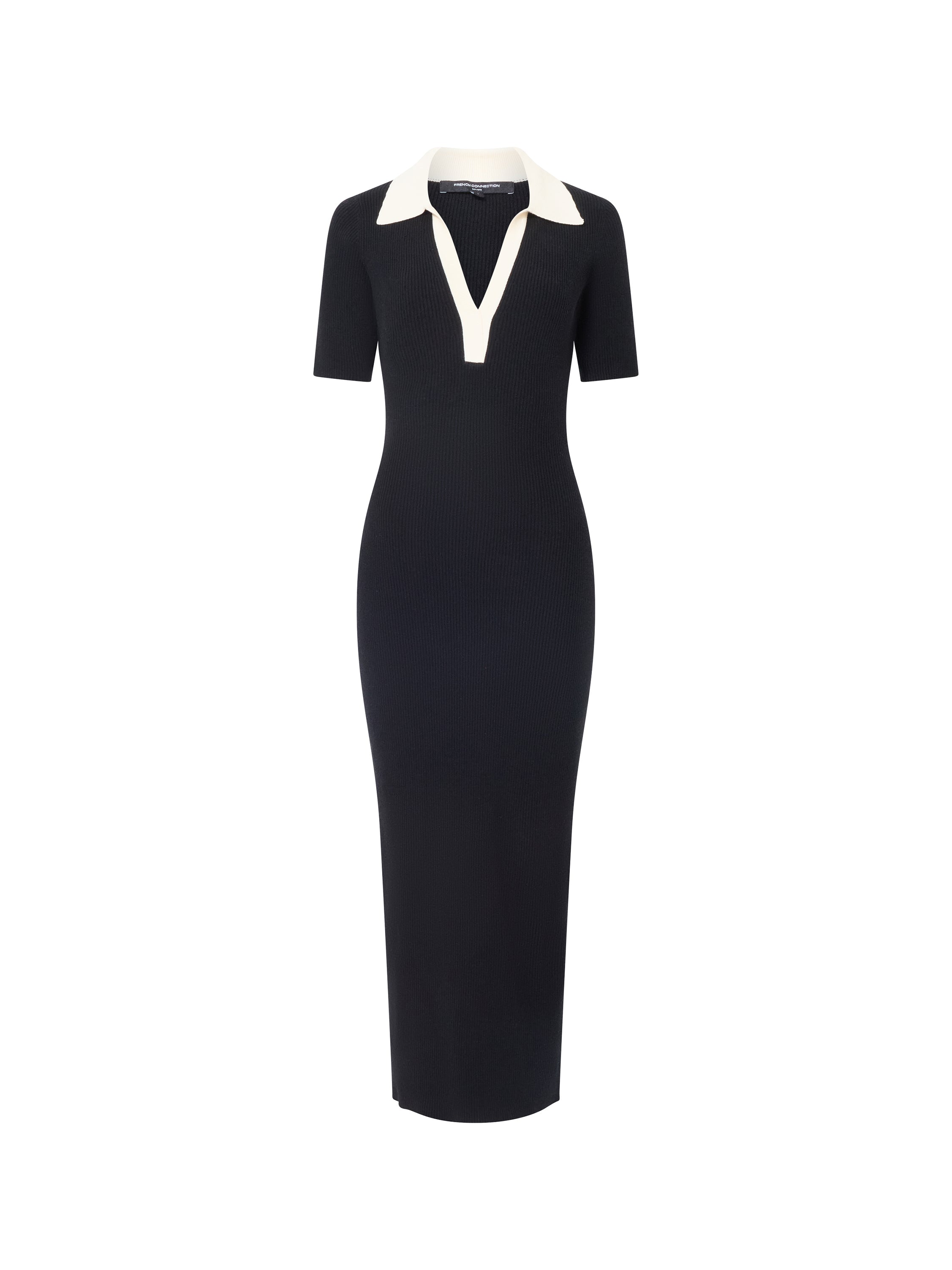 Cosysoft V Neck Collared Midi Knitted Dress