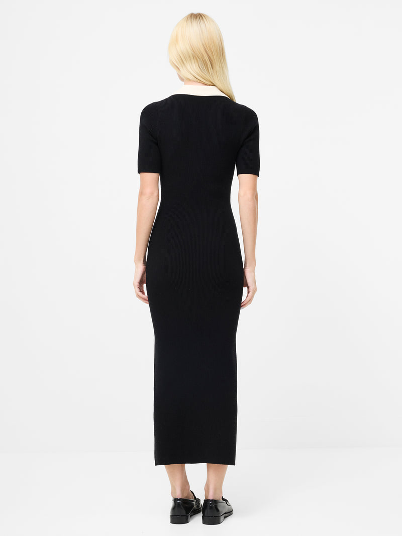 Cosysoft V Neck Collared Midi Knitted Dress