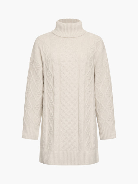Makira Cable Knit Turtleneck Mini Dress