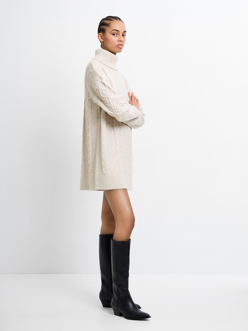 Makira Cable Knit Turtleneck Mini Dress