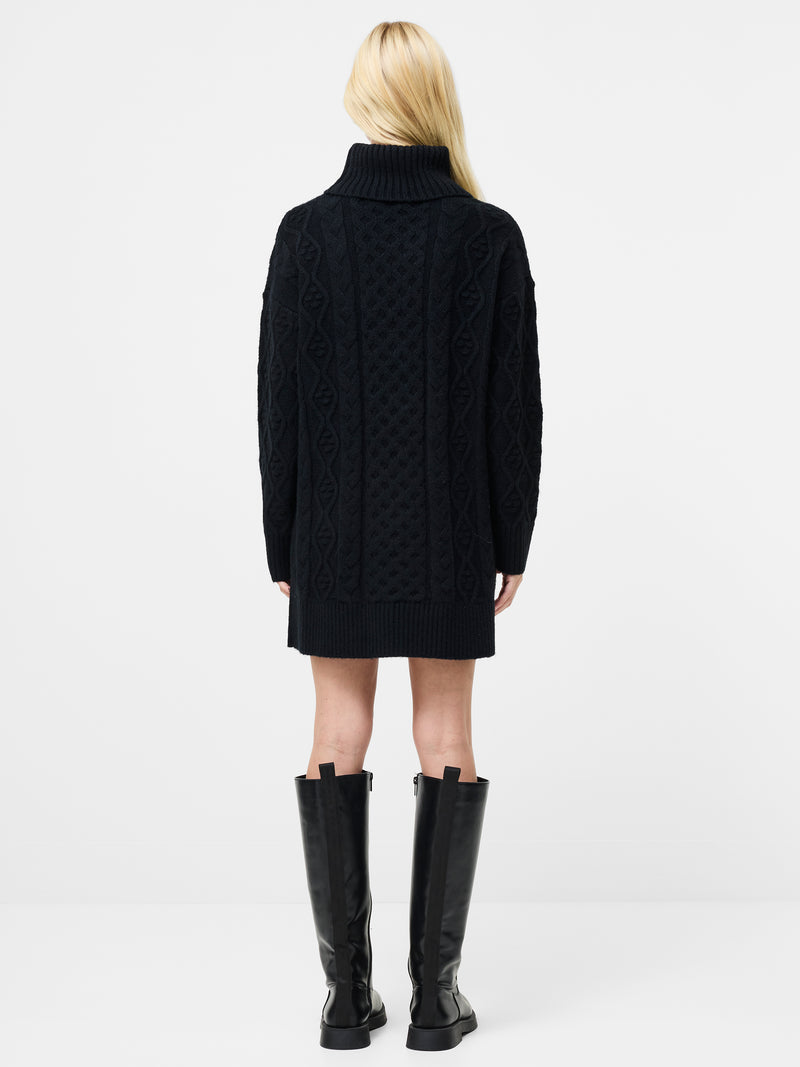 Makira Cable Knit Turtleneck Mini Dress