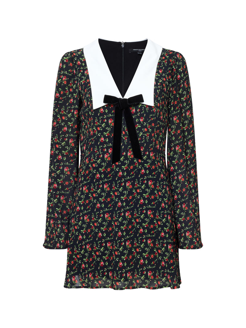 Yasmin Crepe Collar Long Sleeve Mini Dress