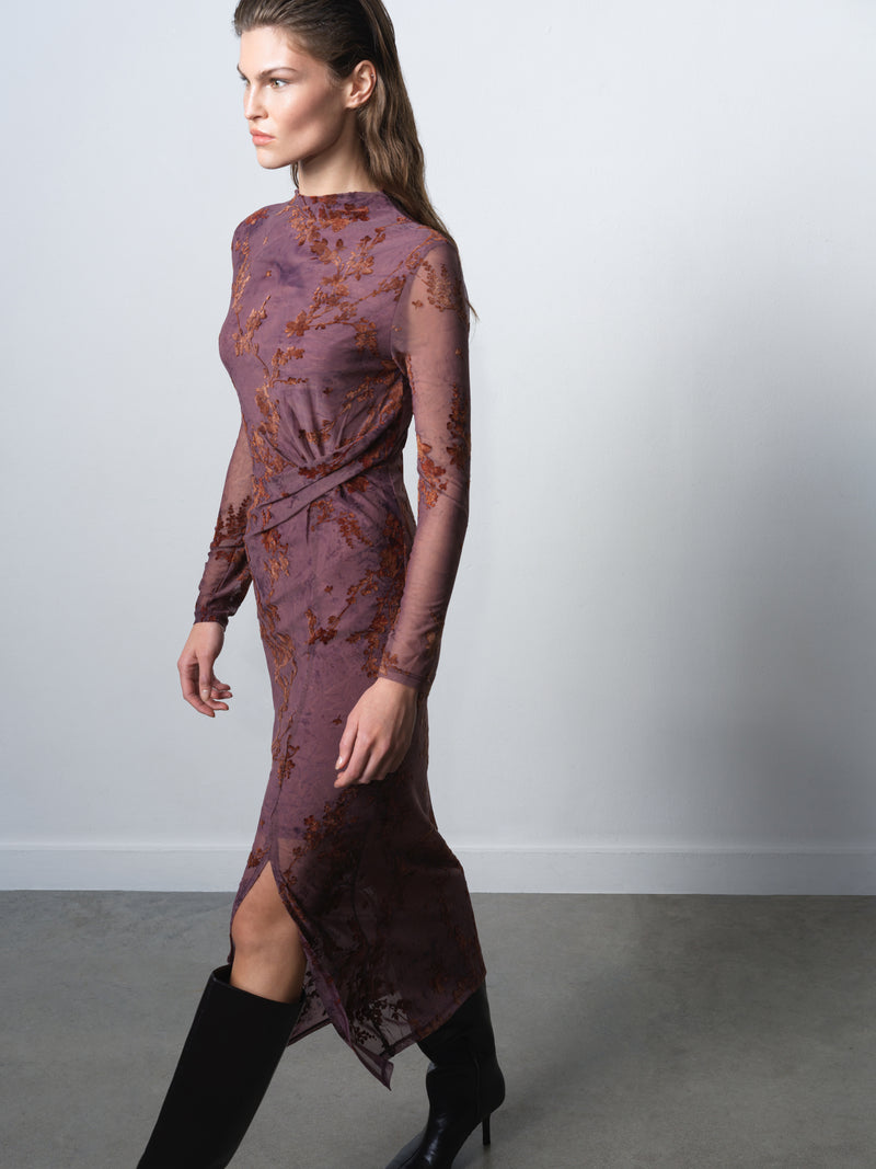 Kenny Devore Mesh Long Sleeve Dress