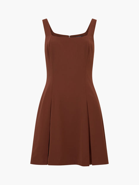 Square Neck Inverted Pleat Mini Dress