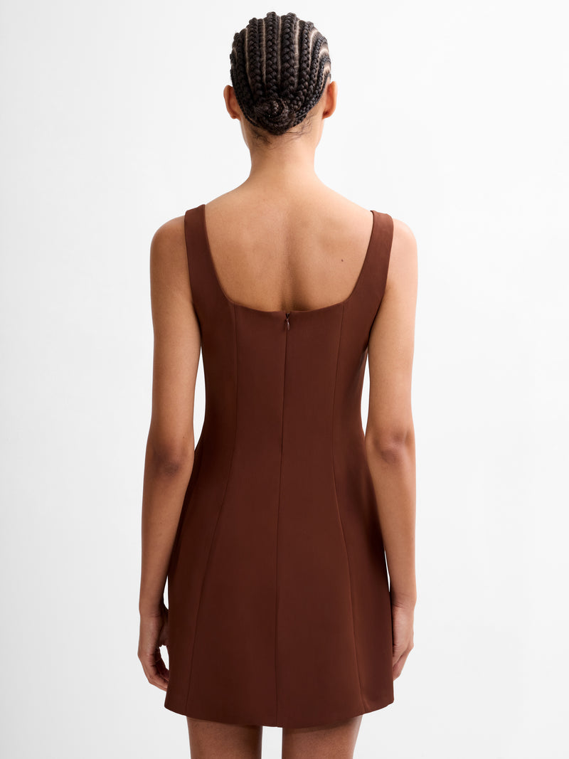 Square Neck Inverted Pleat Mini Dress