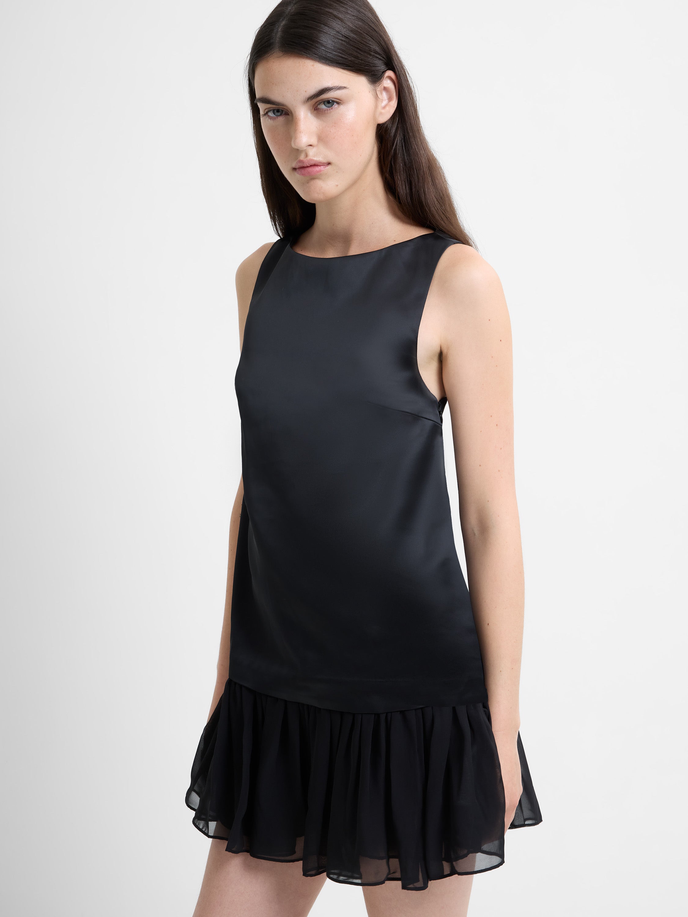Marina Silky Ruched Hem Mini Dress