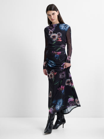 Tarissa Mesh Rose Long Sleeve Dress