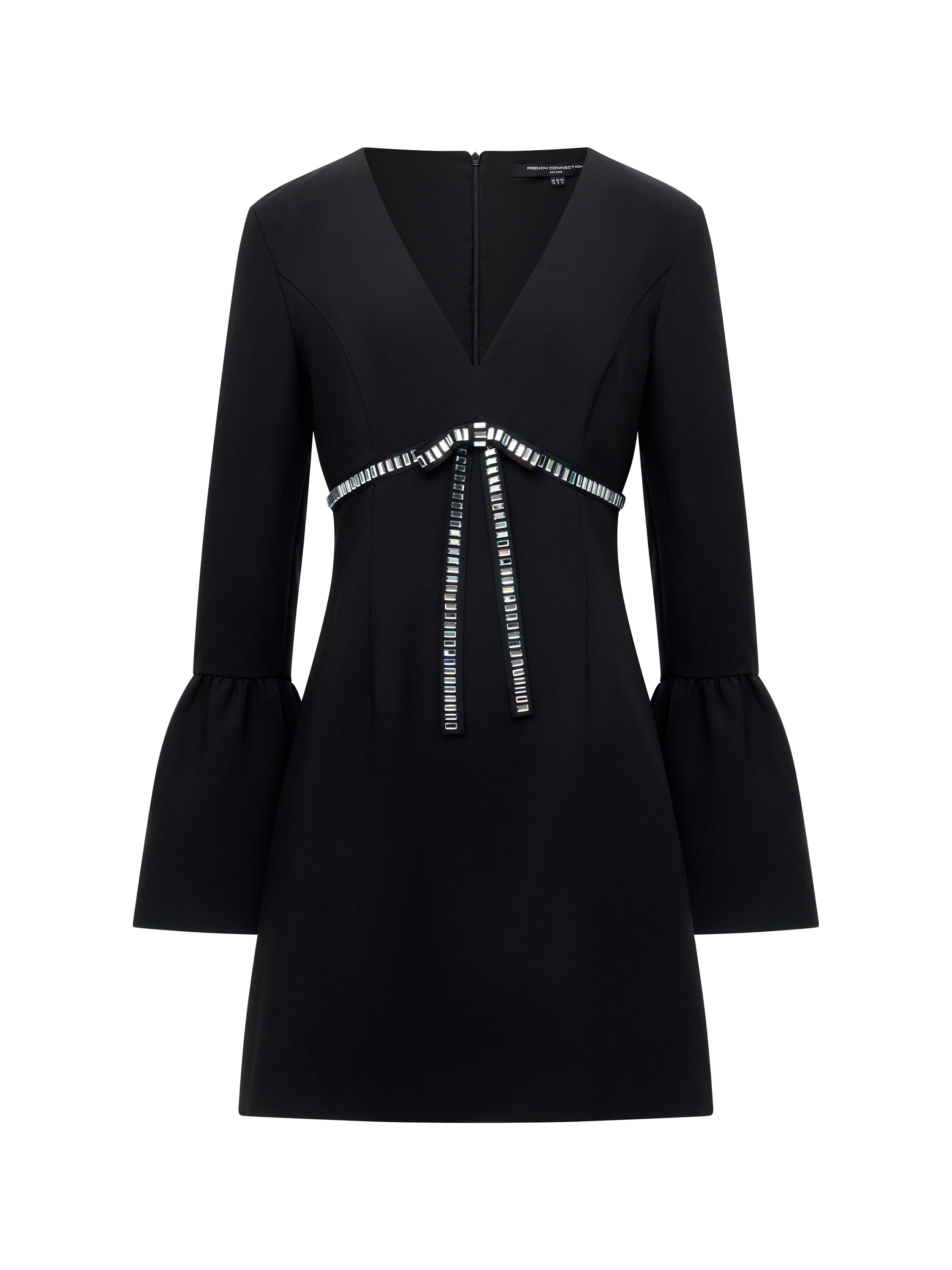 Azra Twill Diamante Bow Mini Dress