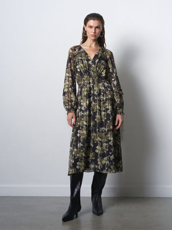 Lizzy Madeline Crepe Puff Sleeve Dress