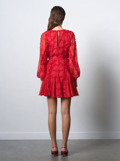Kara Print Long Sleeve Flared Mini Dress