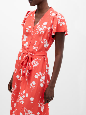 Alessandra V-Neck Tie Belt Dress