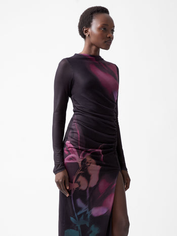 Smokey Placement Floral Long Sleeve Dress