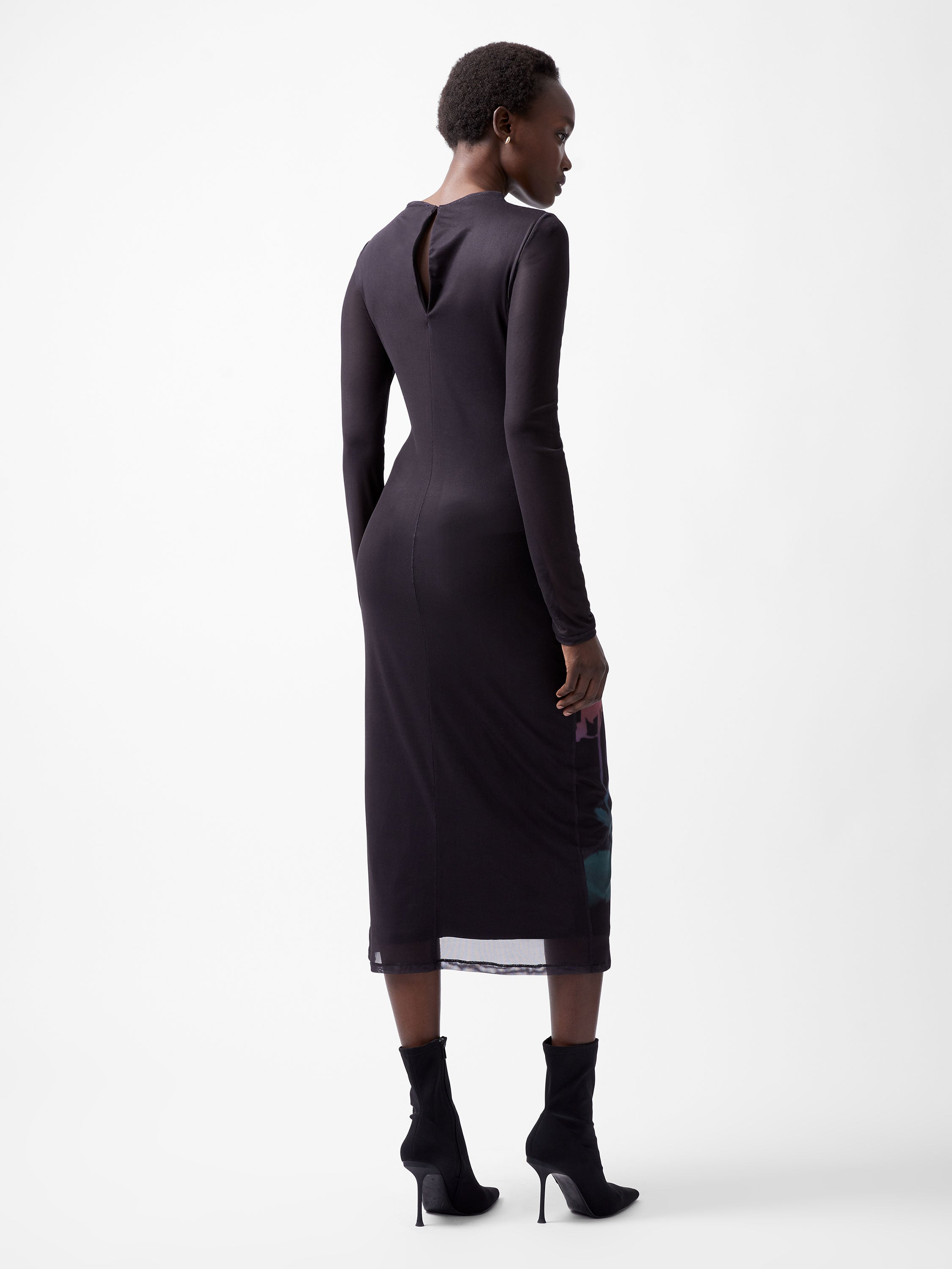 Smokey Placement Floral Long Sleeve Dress