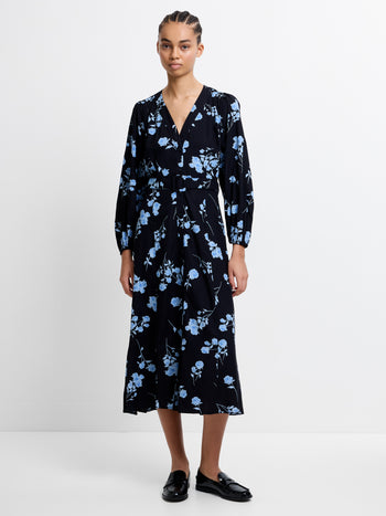 Alessandra Puff Sleeve Belted Dress