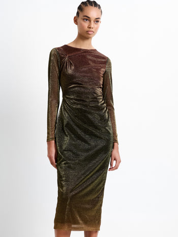 Lurex Long Sleeve Midi Dress