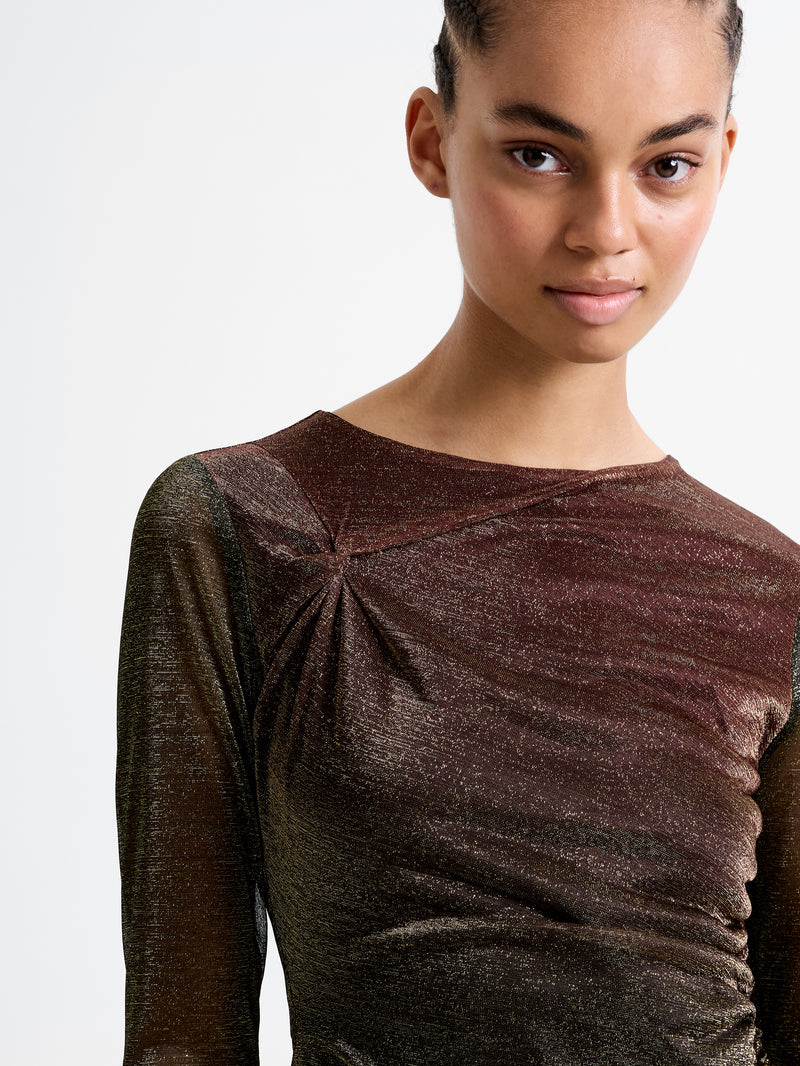 Lurex Long Sleeve Midi Dress