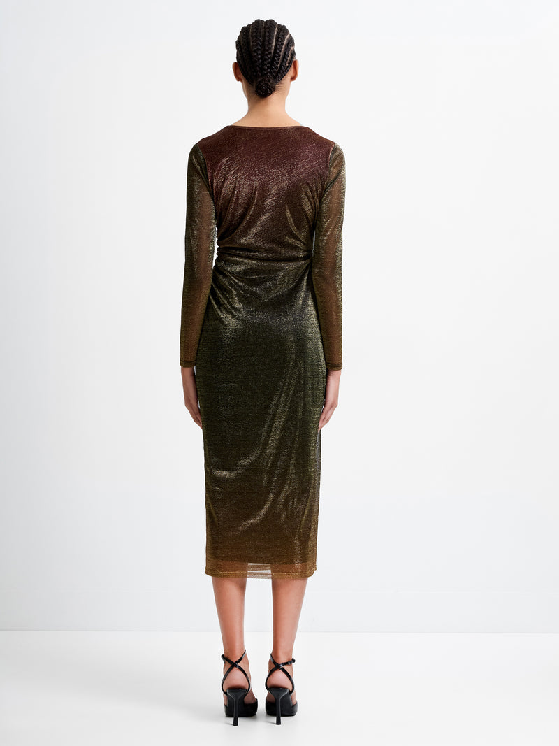 Lurex Long Sleeve Midi Dress