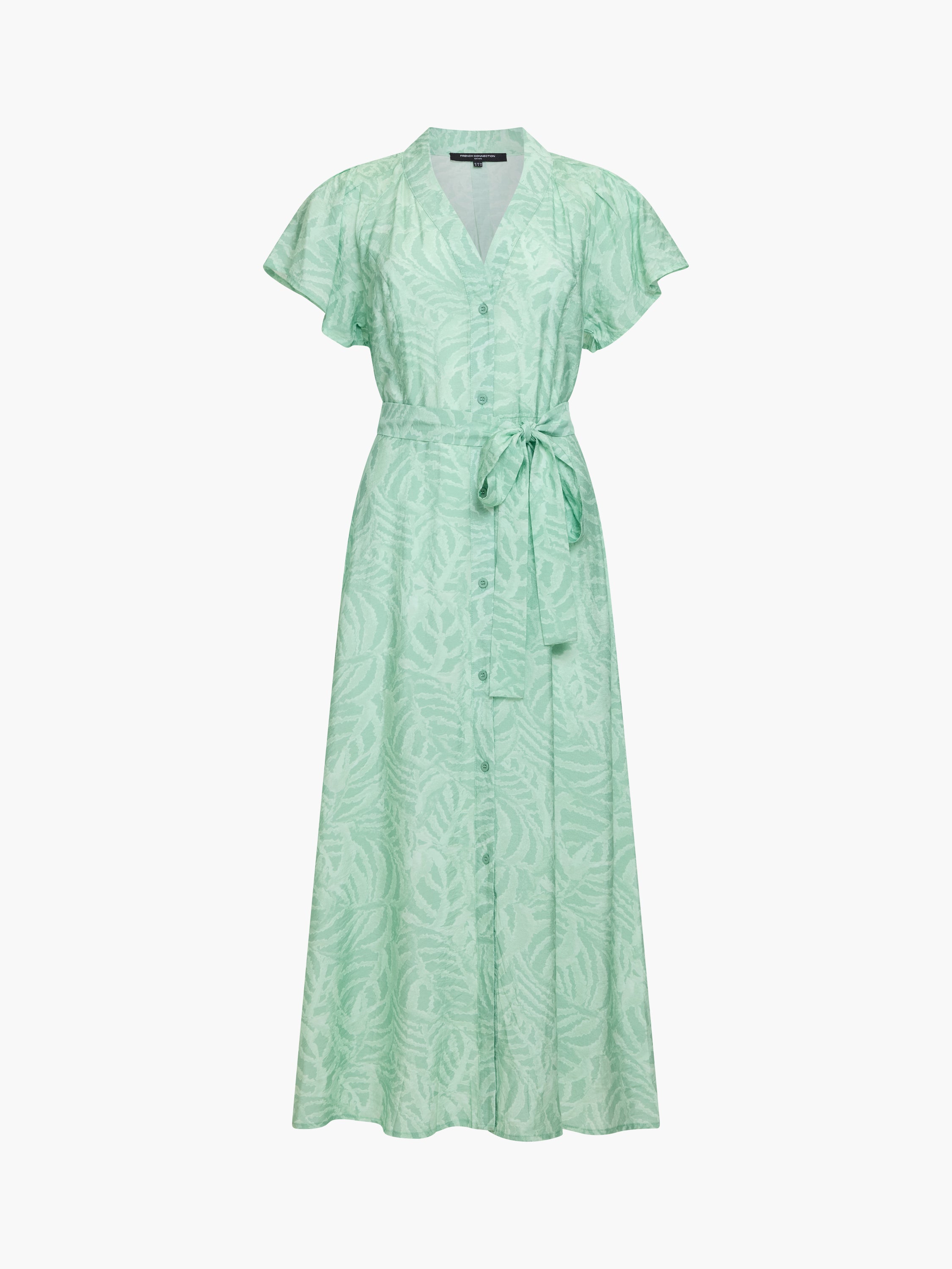 Abstract Green Printed Midi Dress