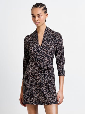 Leopard V Neck Tie Dress