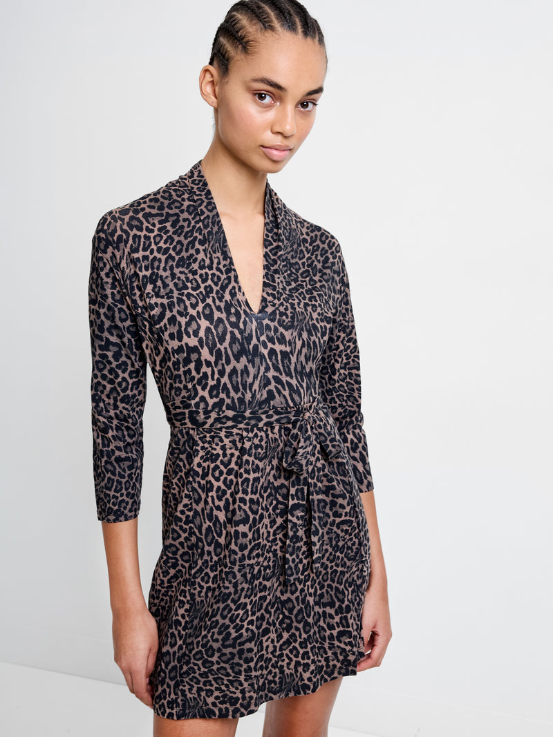 Leopard V Neck Tie Dress