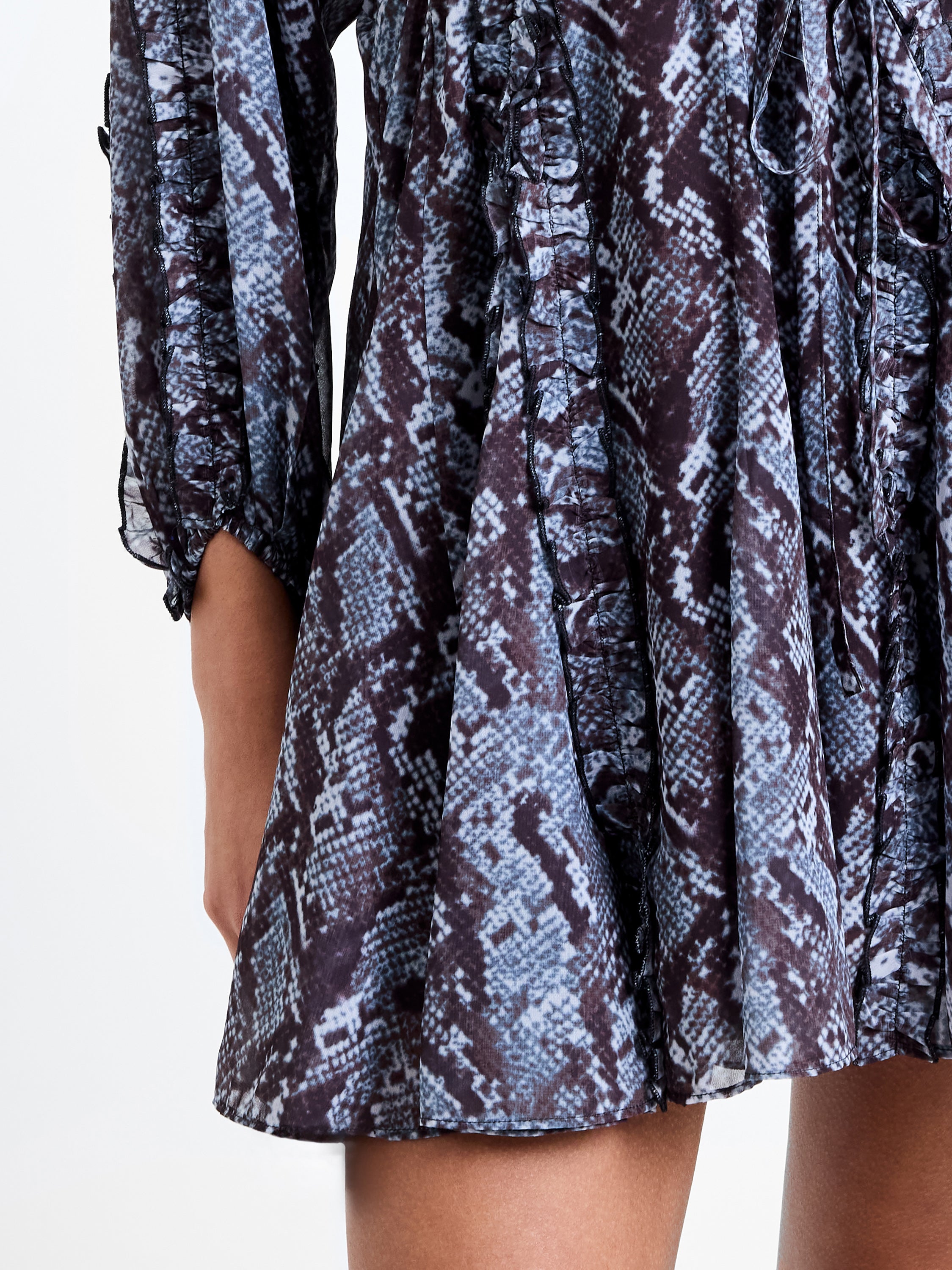 Snake Print Long Sleeve Mini Dress