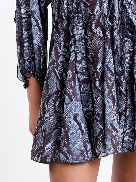 Snake Print Long Sleeve Mini Dress