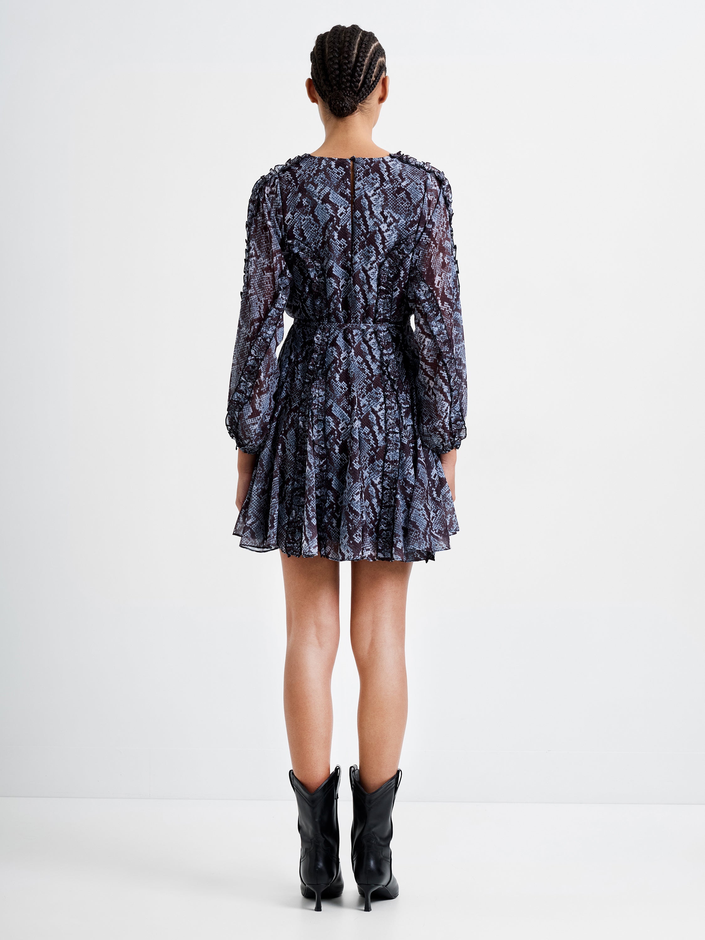Snake Print Long Sleeve Mini Dress