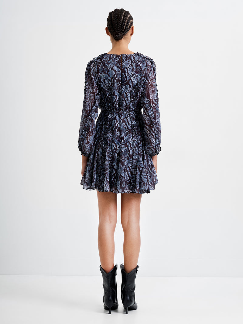 Snake Print Long Sleeve Mini Dress