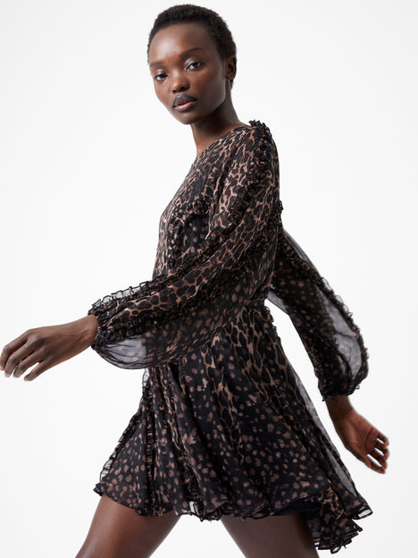 Leopard Ruffle Mini Dress