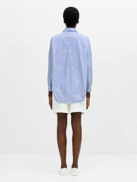 Striped Poplin Long Sleeve Popover Shirt