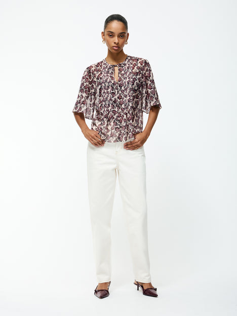 Elyse Hallie Crinkle Short Sleeve Top