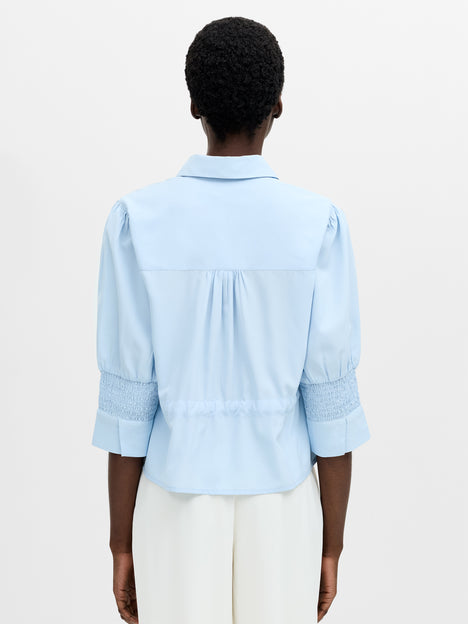Crepe Light Collared Tie Waist Top