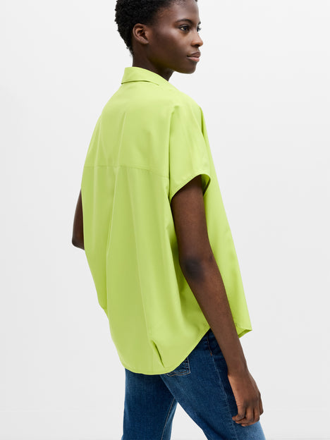 Crepe Light Cap Sleeve Popover Shirt