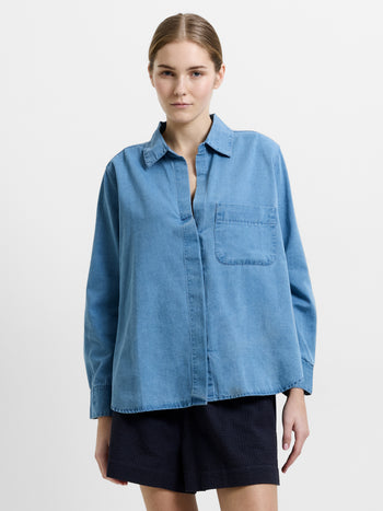 Chambray Denim Long Sleeve Shirt