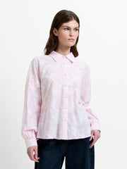 Naya Floral Jacquard Striped Pink Long Sleeve Shirt