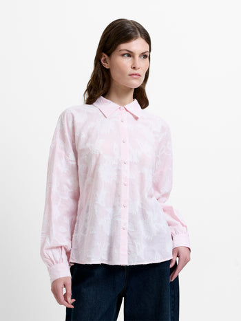 Naya Floral Jacquard Striped Pink Long Sleeve Shirt