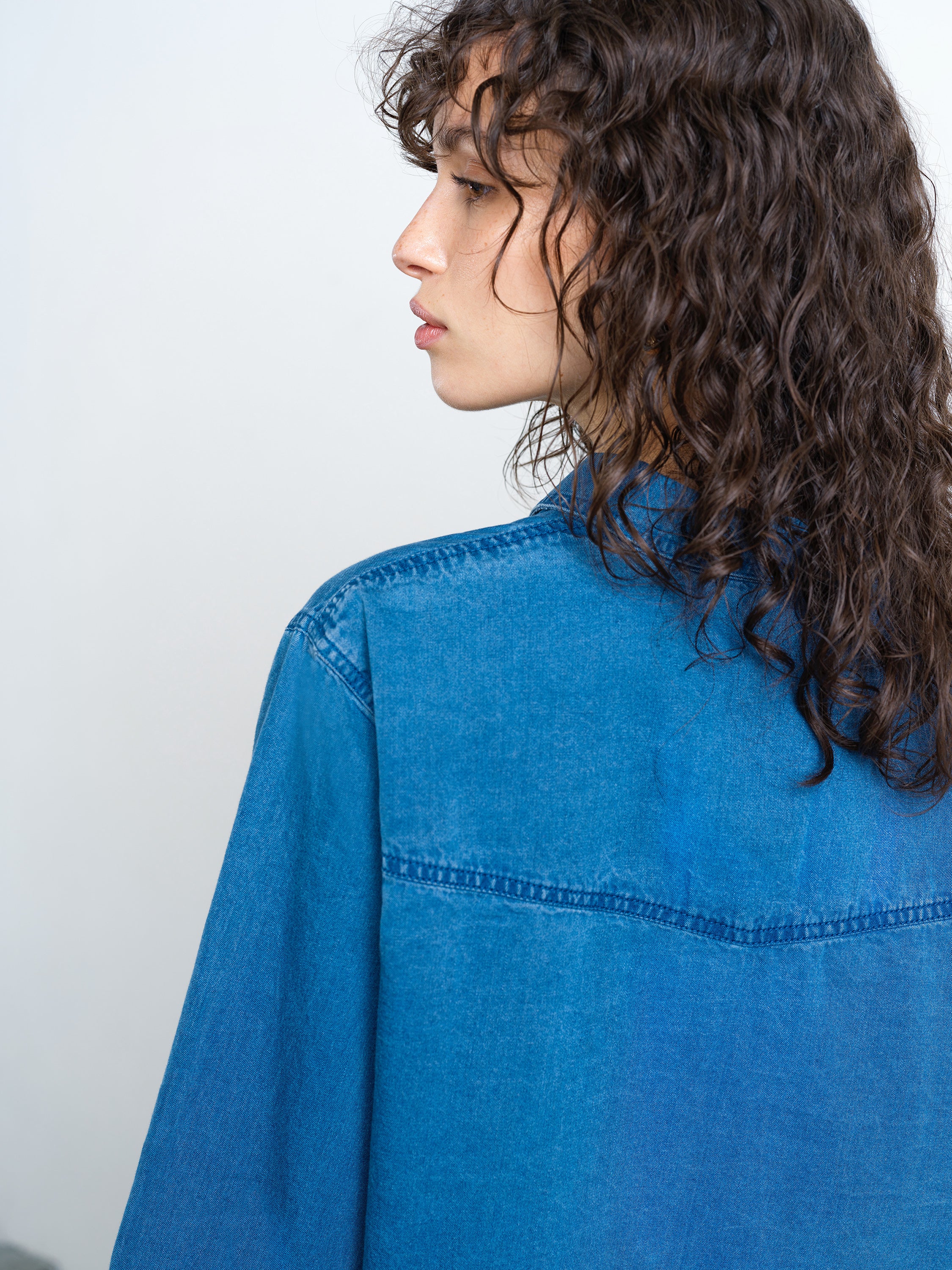 Zaves Chambray Denim Blue Pocket Popover Shirt